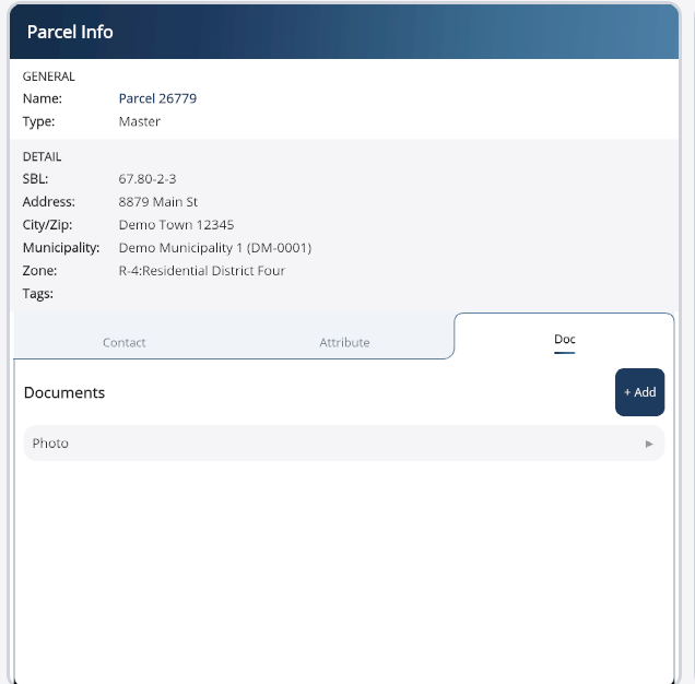 Parcel Info panel - Documents tab
